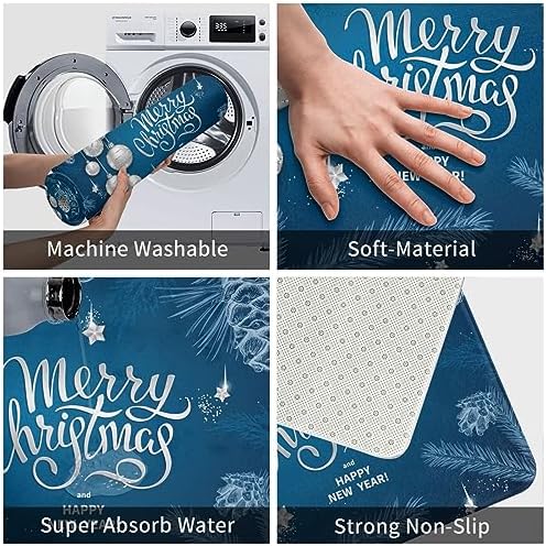 SUPLUCHOM Blue Christmas Ball Bath Rug Non-Slip 157 x 236 Inch
