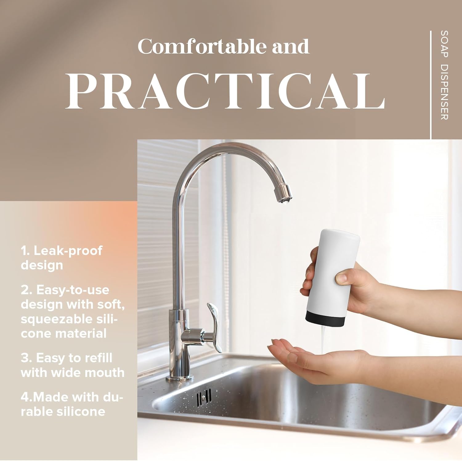 Elm Ridge Essentials 2PCS Silicone Soap Dispenser for Kitchen Sink 1