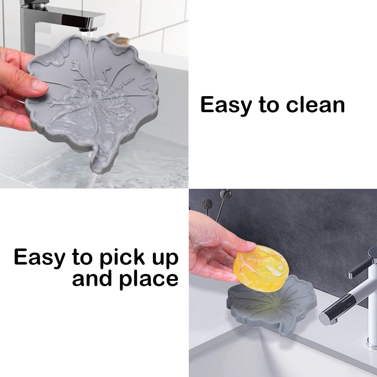 Cute Leaf Shape Silicone Soap Dish Set 2 Pcs