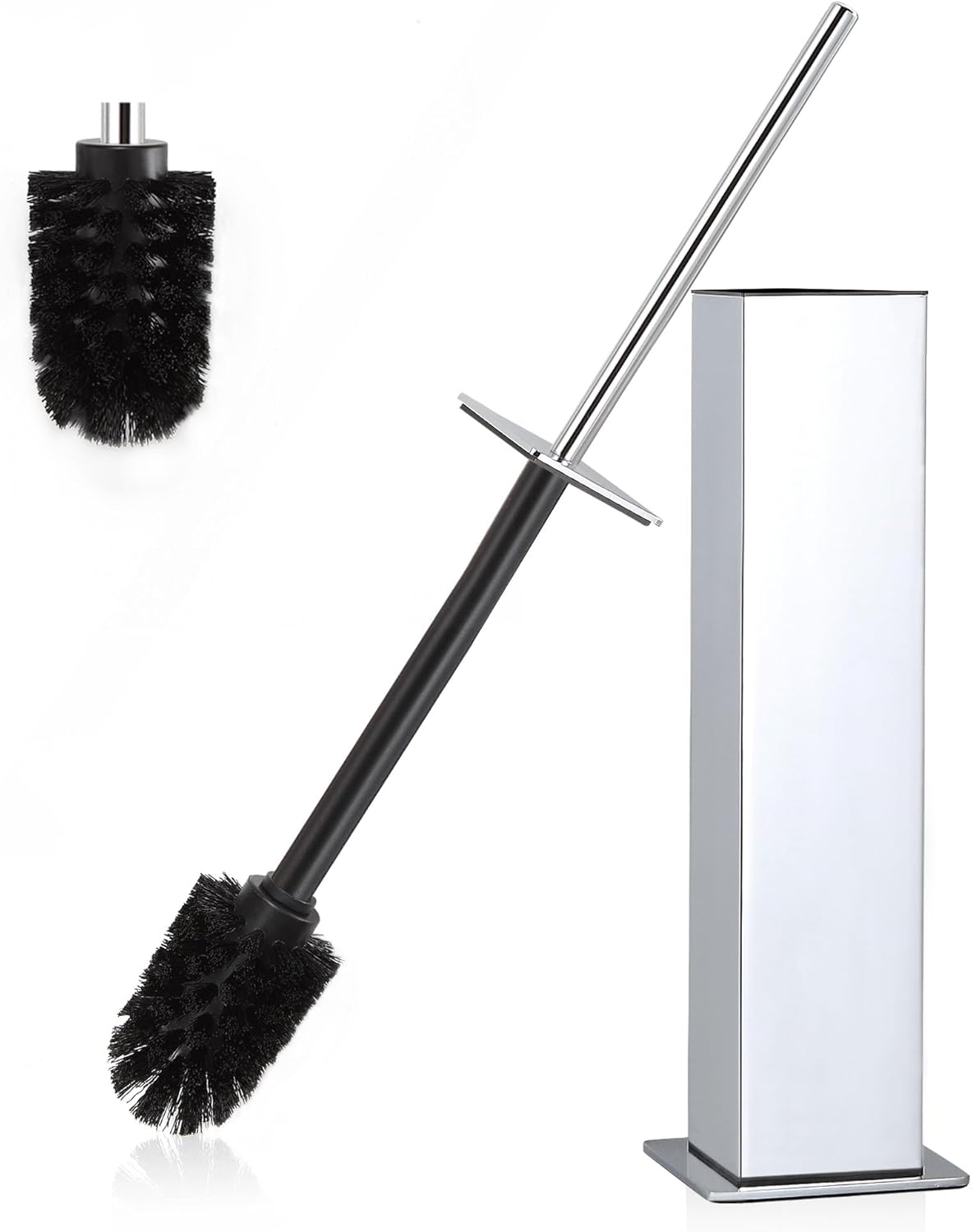 BVL Chrome Toilet Brush with Holder Set