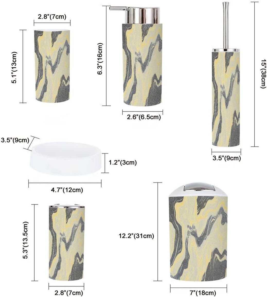 Boho Marble Bathroom Accessory Set 6 Piece
