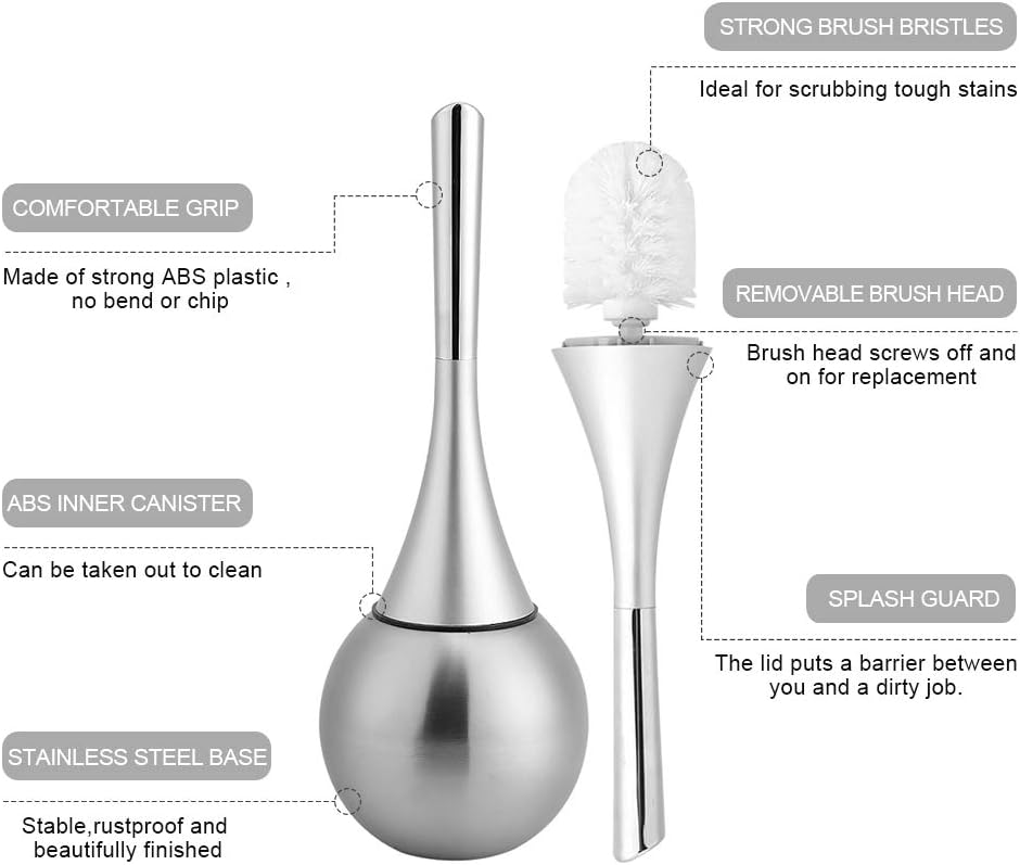 Gsycle Toilet Brush and Holder Set with Stainless Steel Base