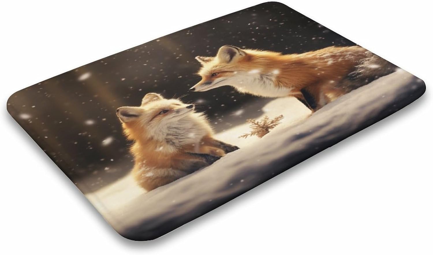 HighonHi Cartoon Fox Bath Mat 16x24 Non-Slip Flannel Rug