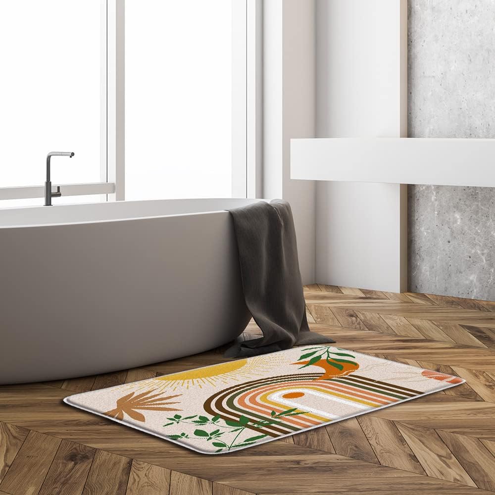 ZKJSMGS Abstract Rainbow Boho Bath Mat