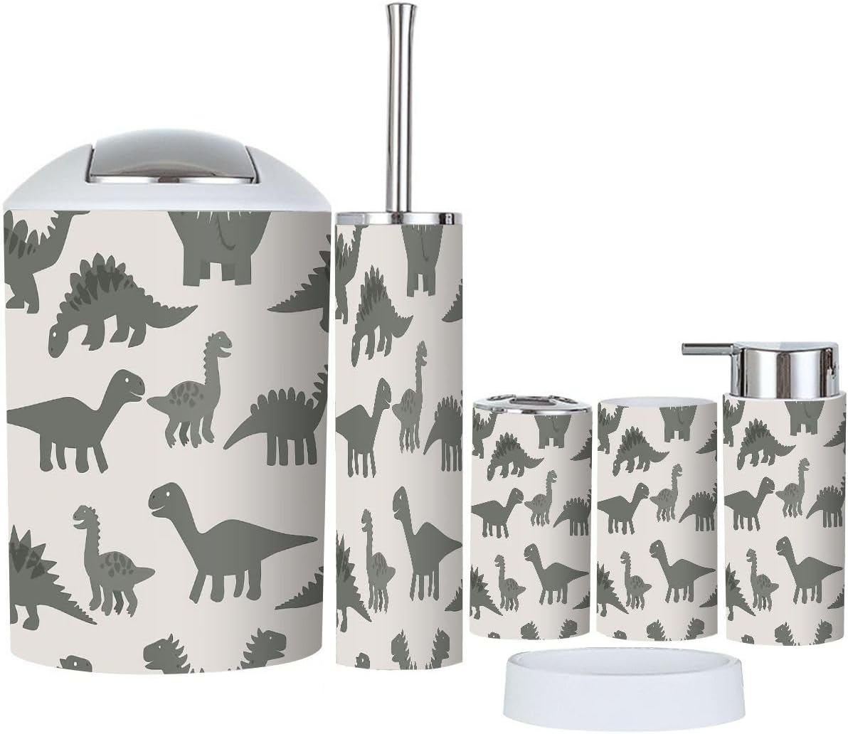 Boho Dinosaur Bathroom Accessory Set 6 Piece 1