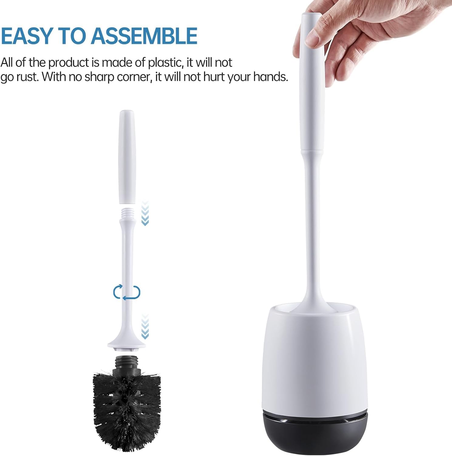 VANZAVANZU Toilet Brush with Holder Set for Deep Cleaning