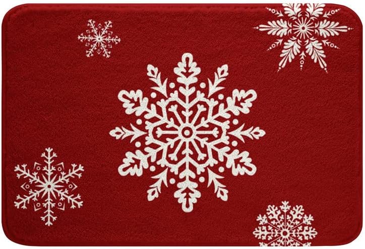ChenRongDian White Snowflake Bath Mat 16x24In
