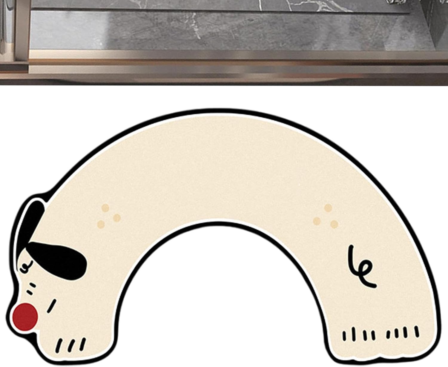 Water Absorption U-Shaped Bath Mat with Cute Dachshund Pattern