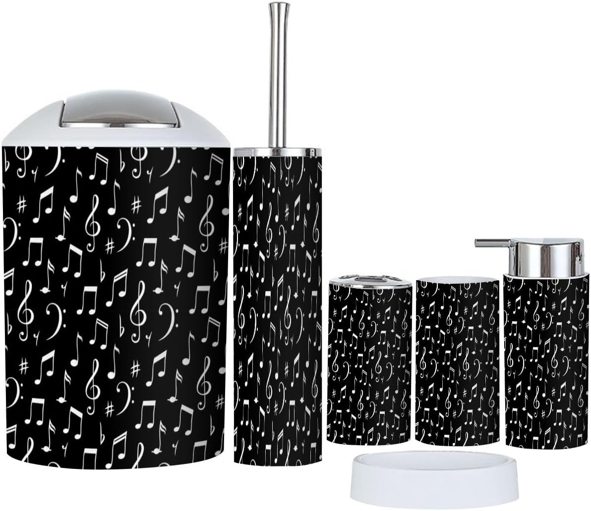 Boho Musical Notes Bathroom Accessory Set 6 Piece 1