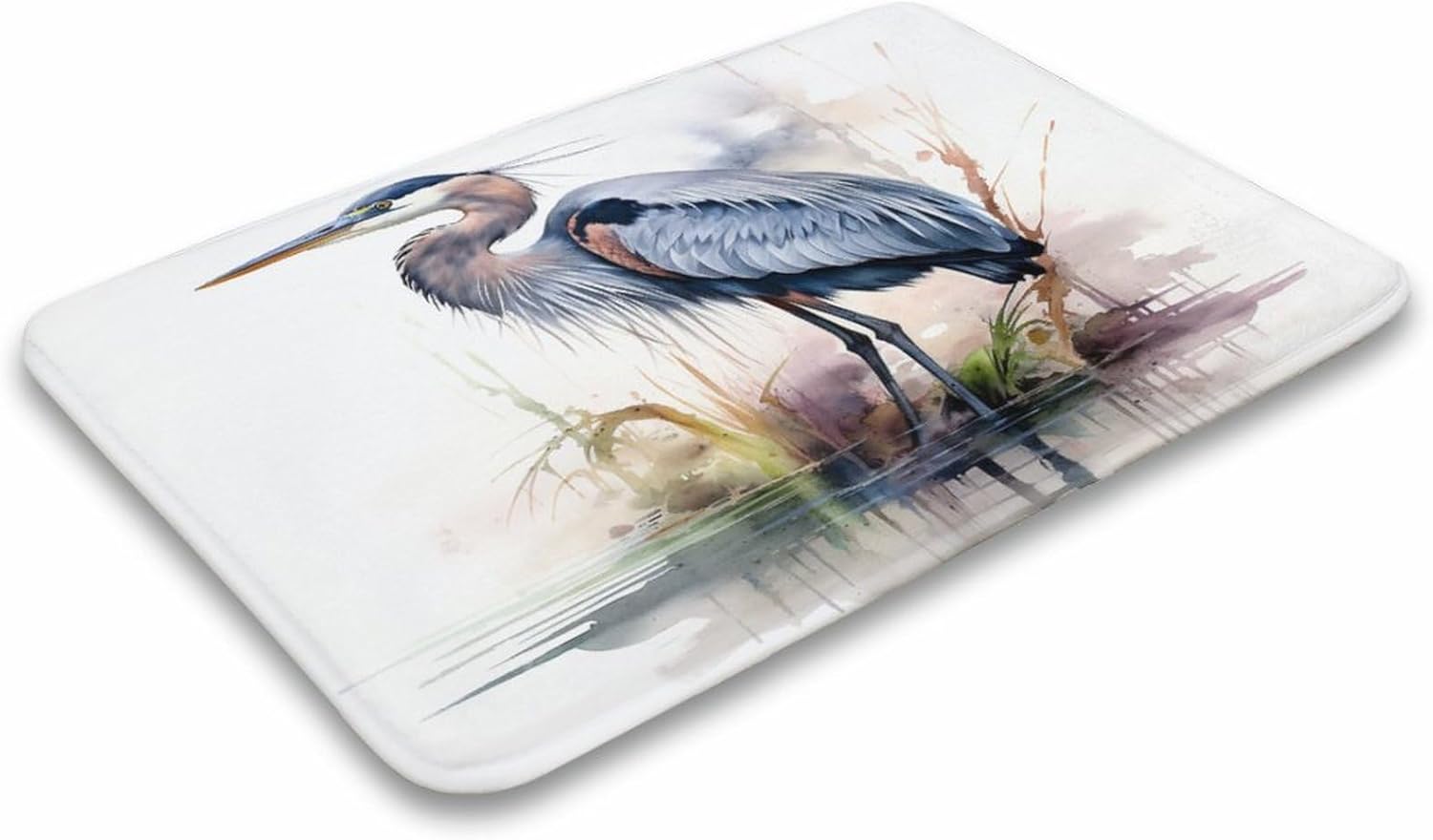 HighonHi Blue Heron Bath Rug 16x24 Non-Slip Absorbent Carpet