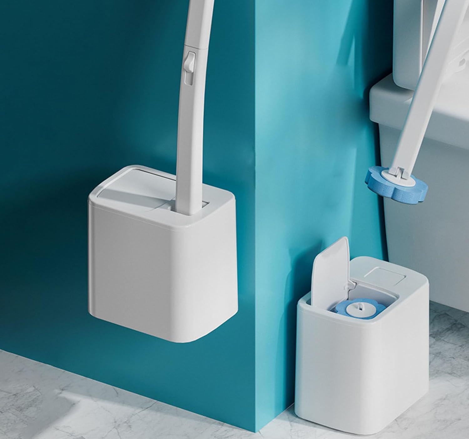 JUDEWY Toilet Brush Holder Set with 18 Refills Gray