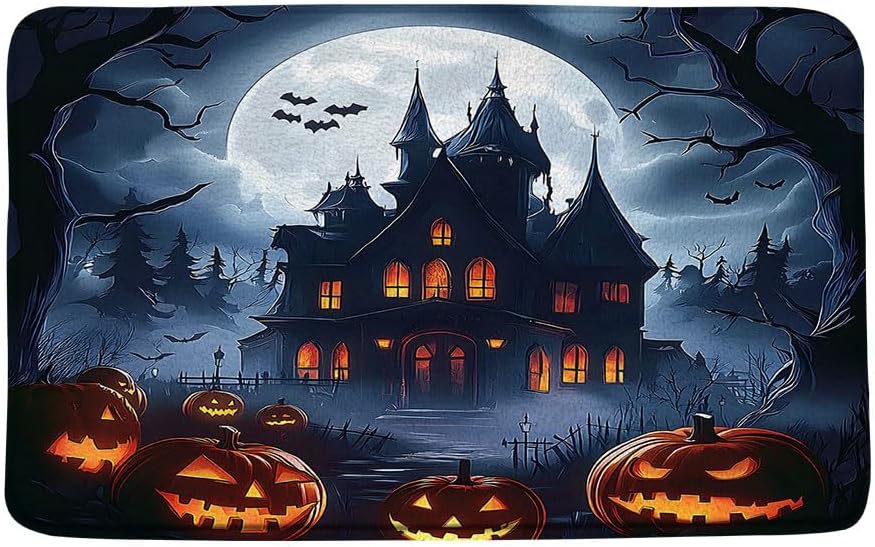 Halloween Castle Bath Mat 16x24 Inch Non-Slip