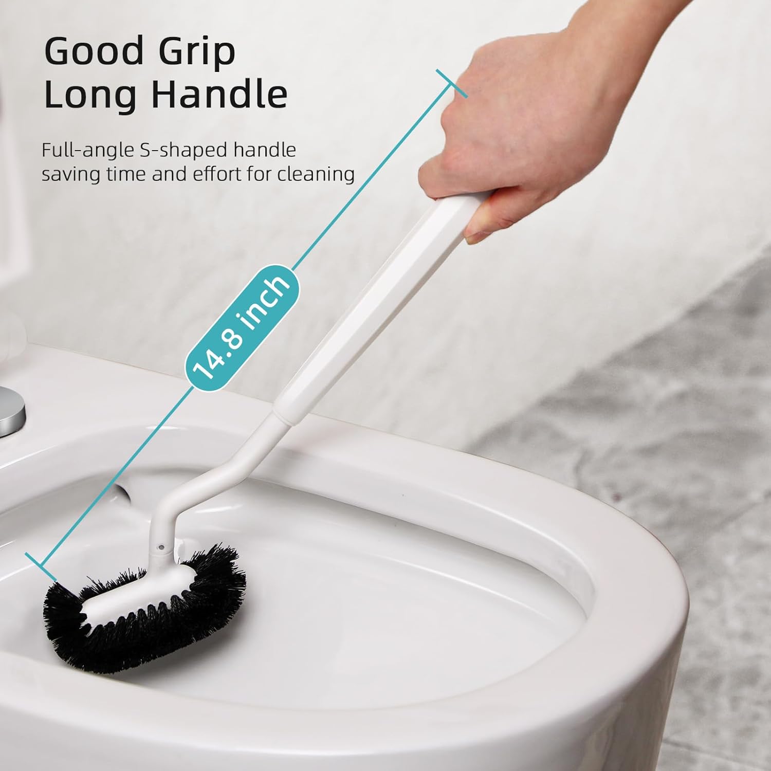 HAMITOR Toilet Brush Holder Set - 2 Pack Modern White Design