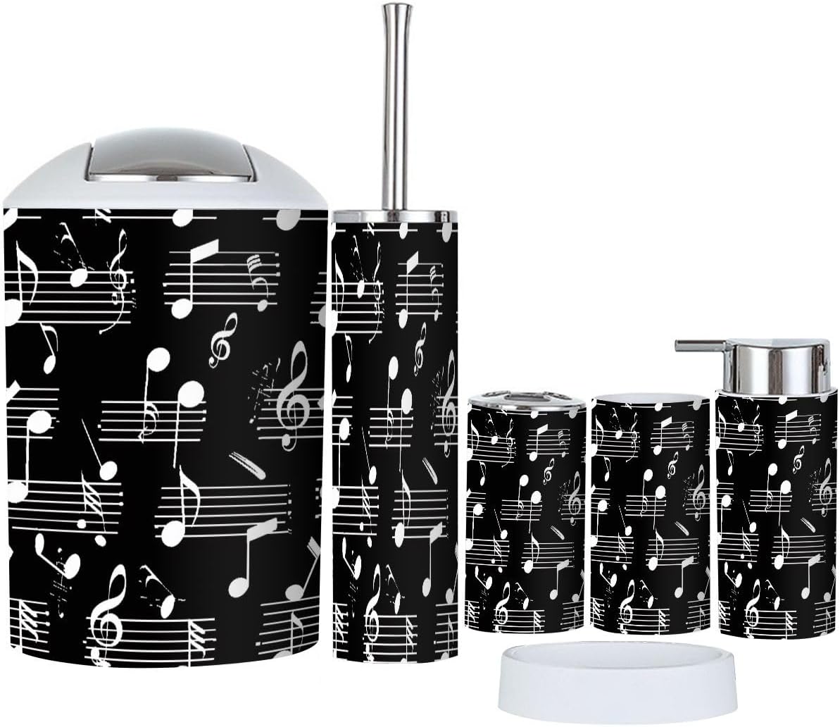 Boho Musical Notes Bathroom Accessory Set of 6