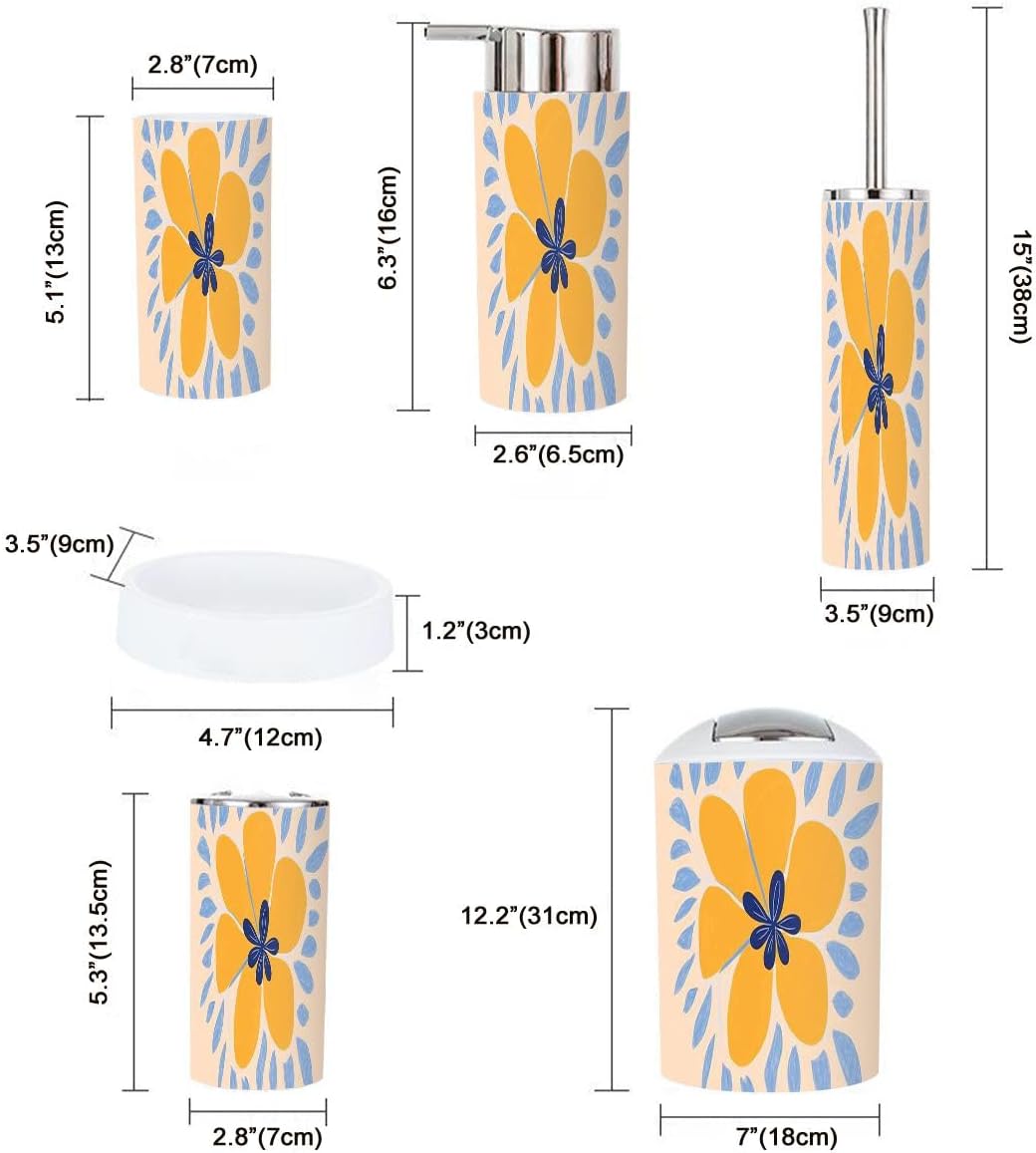 Boho Floral Bathroom Accessory Set 6 Piece 1