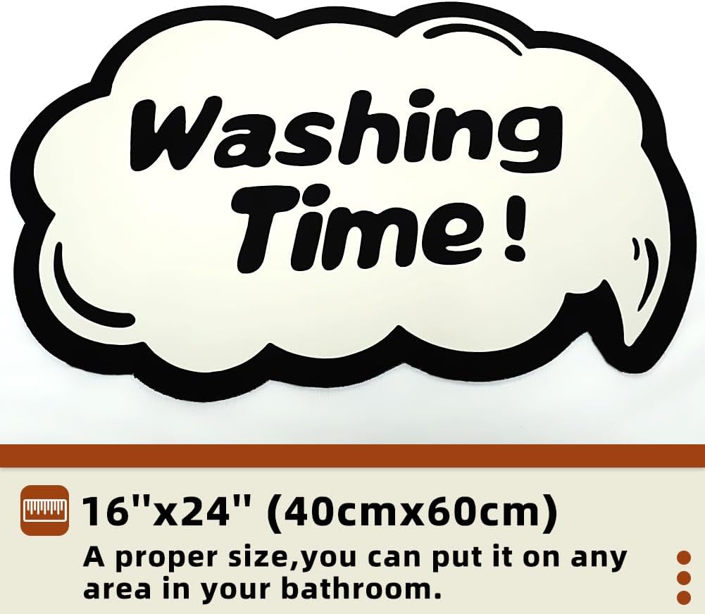 Funny Washing Time Bath Mat Black and White