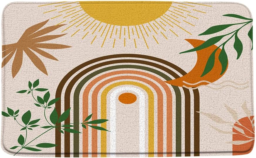 ZKJSMGS Abstract Rainbow Boho Bath Mat