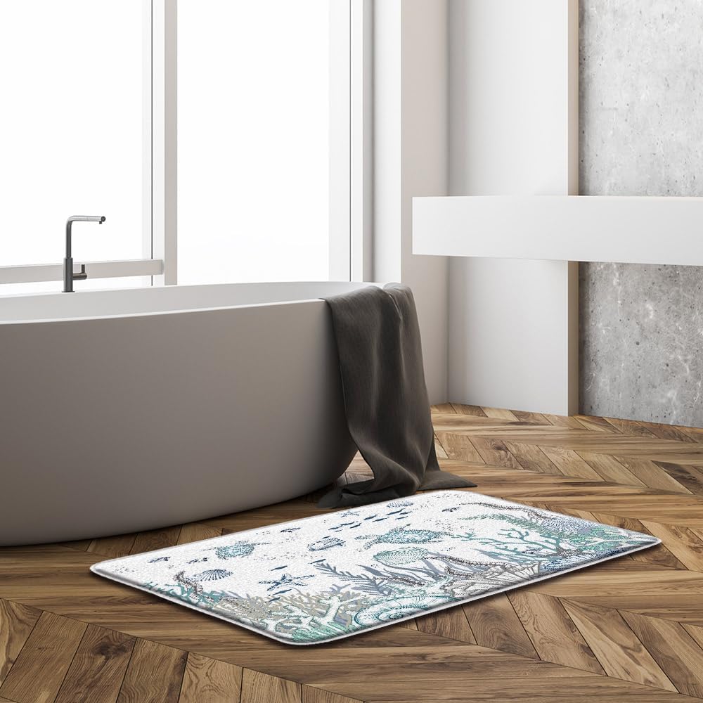 Nautical Coastal Bath Rug 16x24 Inch