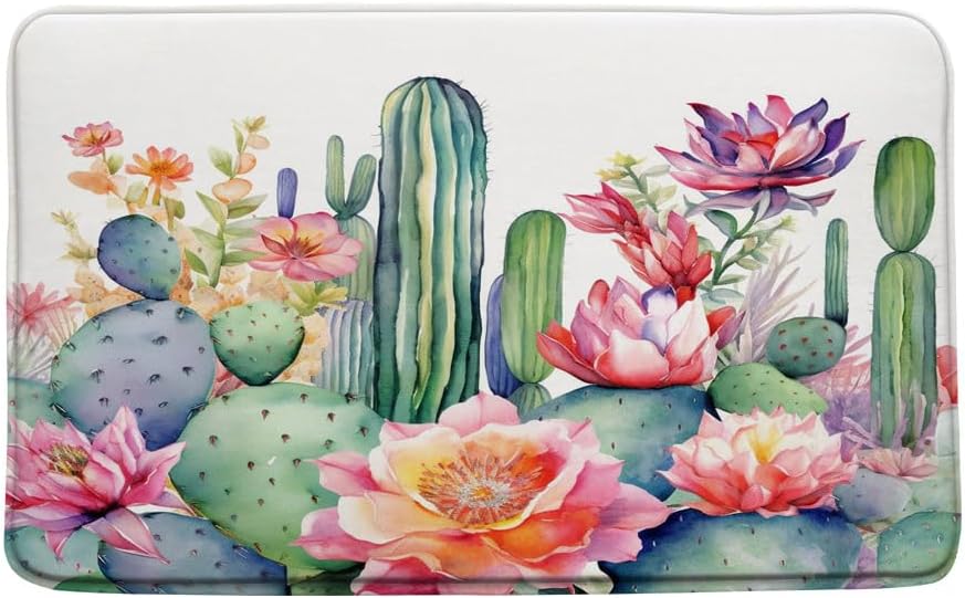 Tropical Cactus Bath Mat 16x24 Inch Microfiber 1