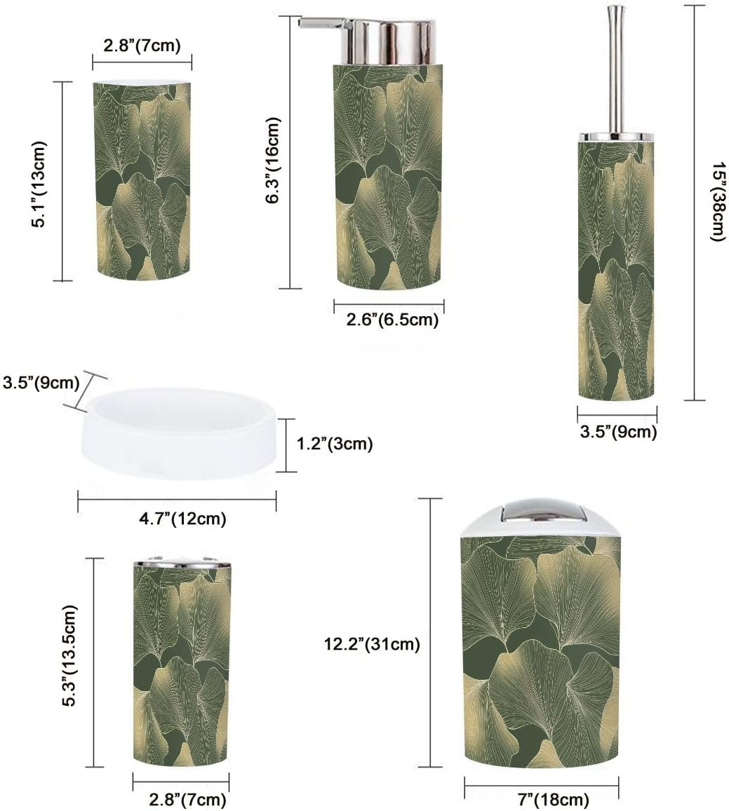 TRANQDEHOM 6-Piece Boho Foliage Bathroom Accessory Set