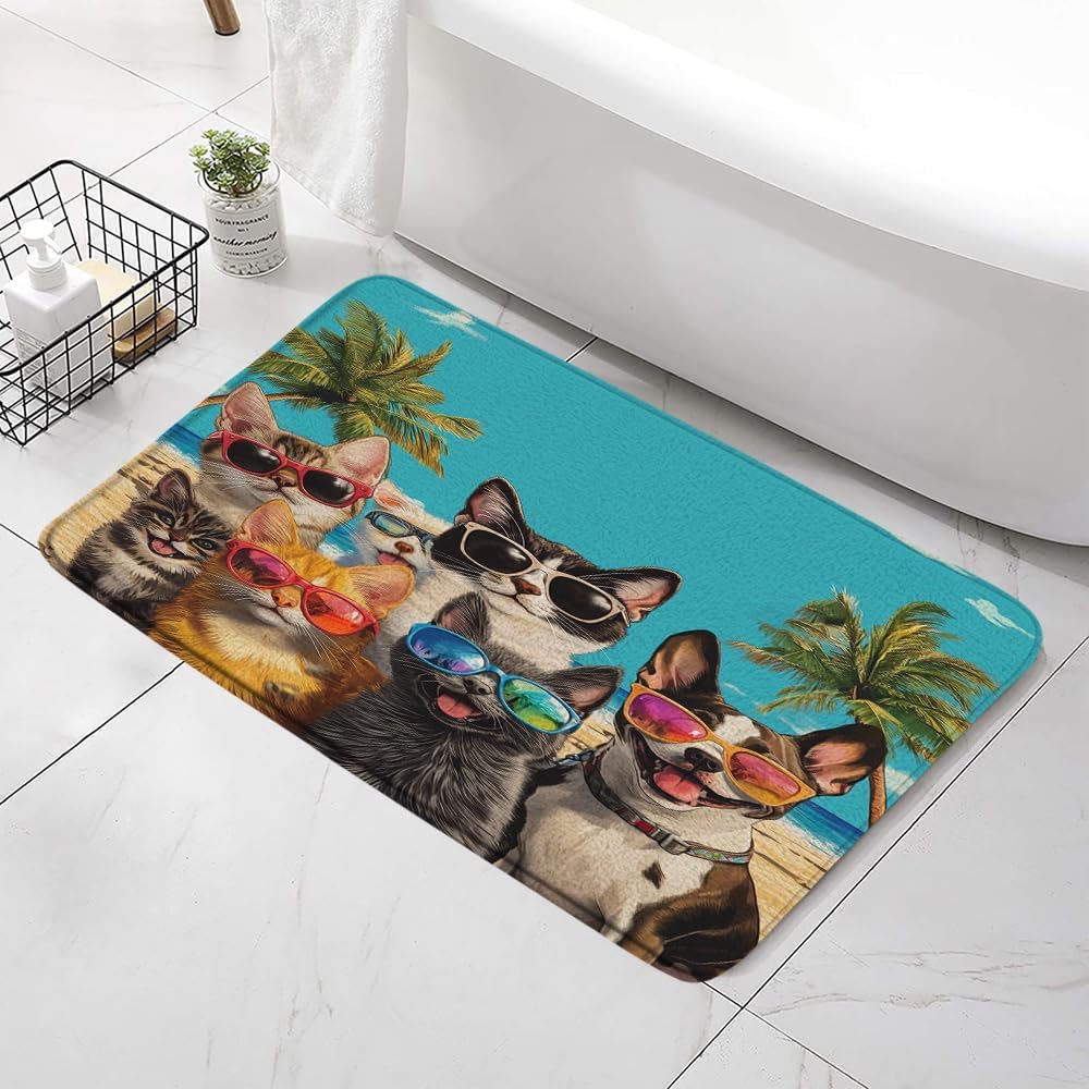 Funny Beach Pets Bath Mat - 24x16 Inch