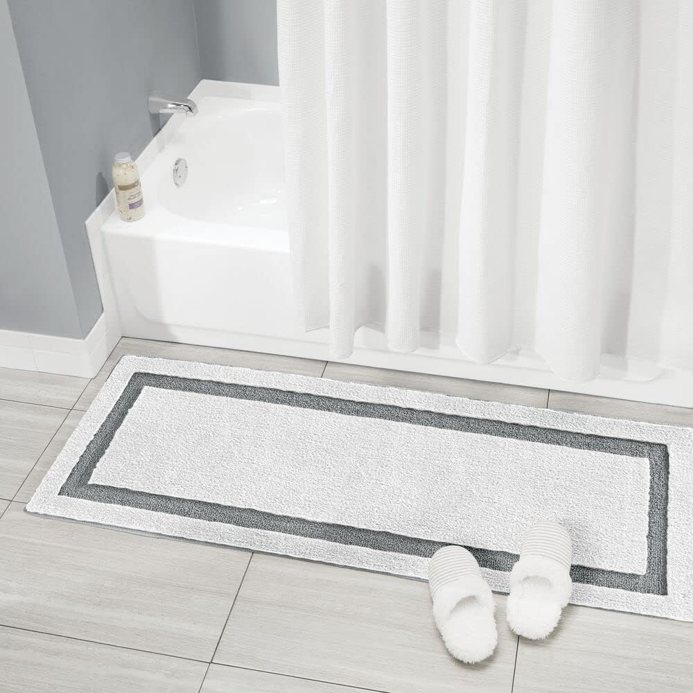 mDesign Hydra Bath Rug - Non-Skid Extra Long Machine Washable