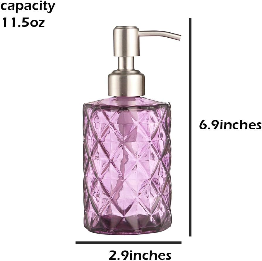 YunNasi Purple Soap Dispenser with Stainless Steel Pump