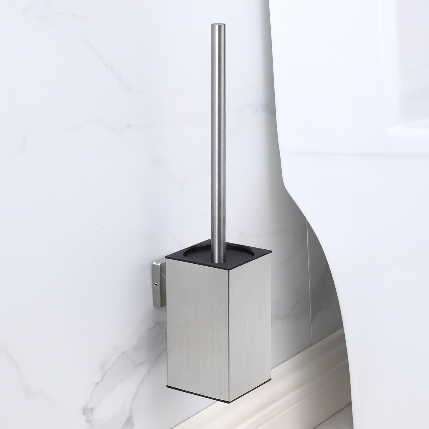 Stainless Steel Toilet Brush with Wall Mount Holder - Space Saving and Durable