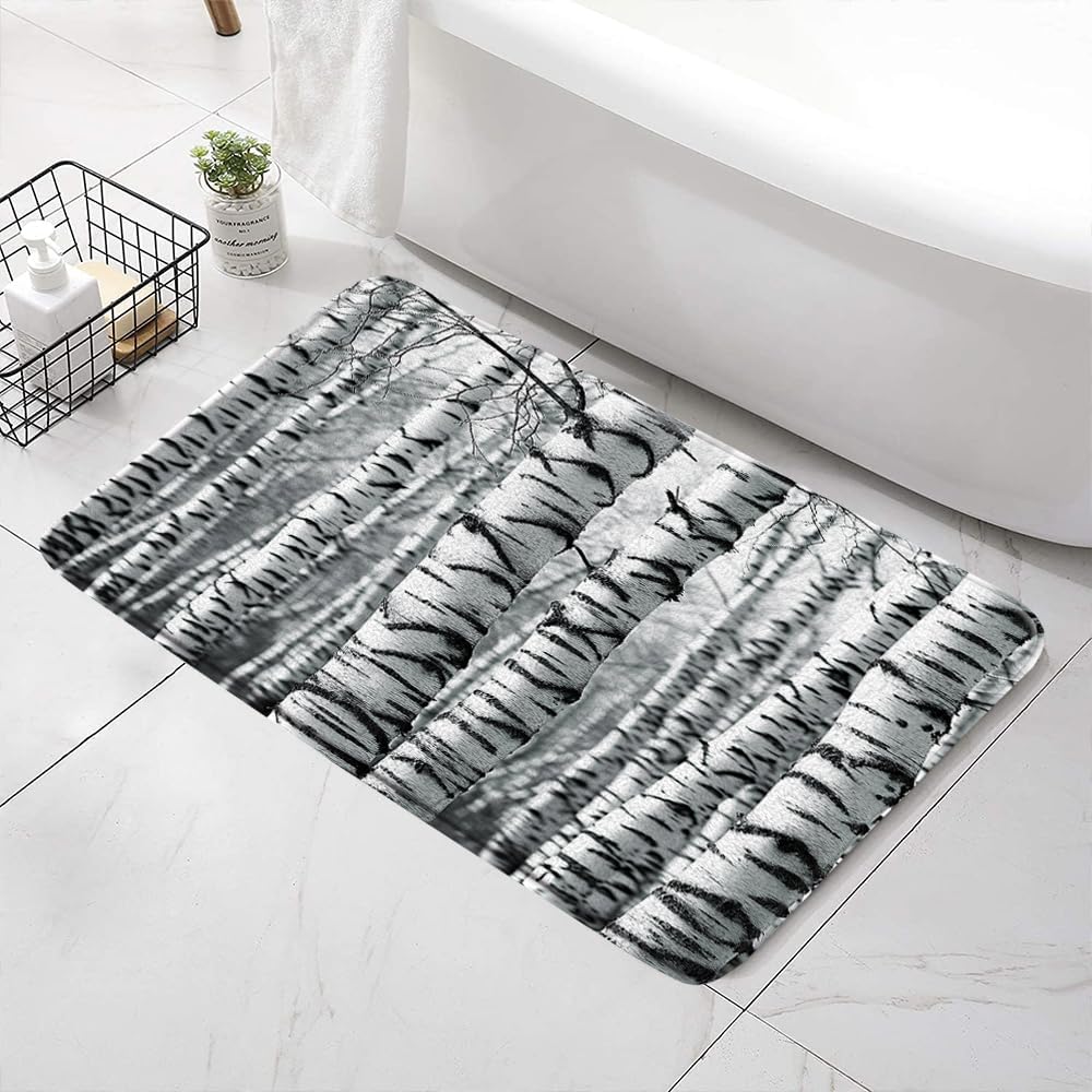 SATRTUD Birch Tree Bath Mat 24x16 Inch Non-Slip