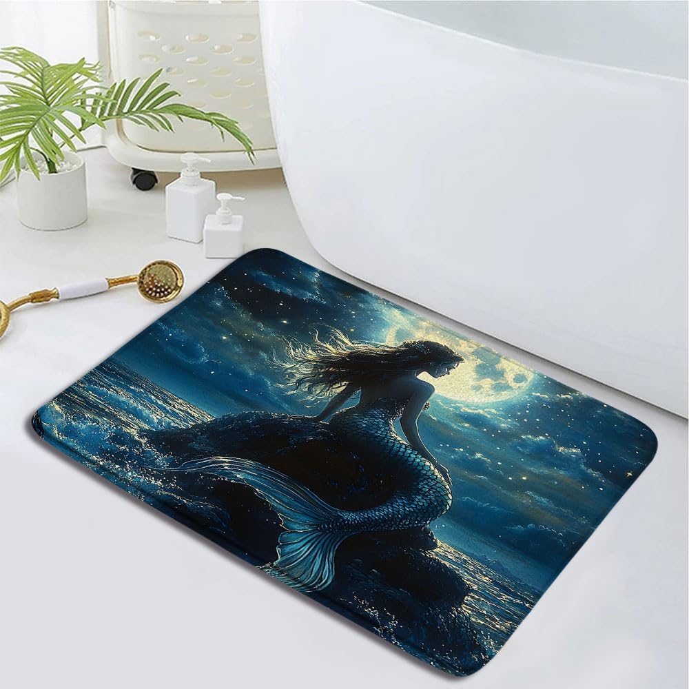 Nautical Mermaid Bath Rug 16x24 Inch