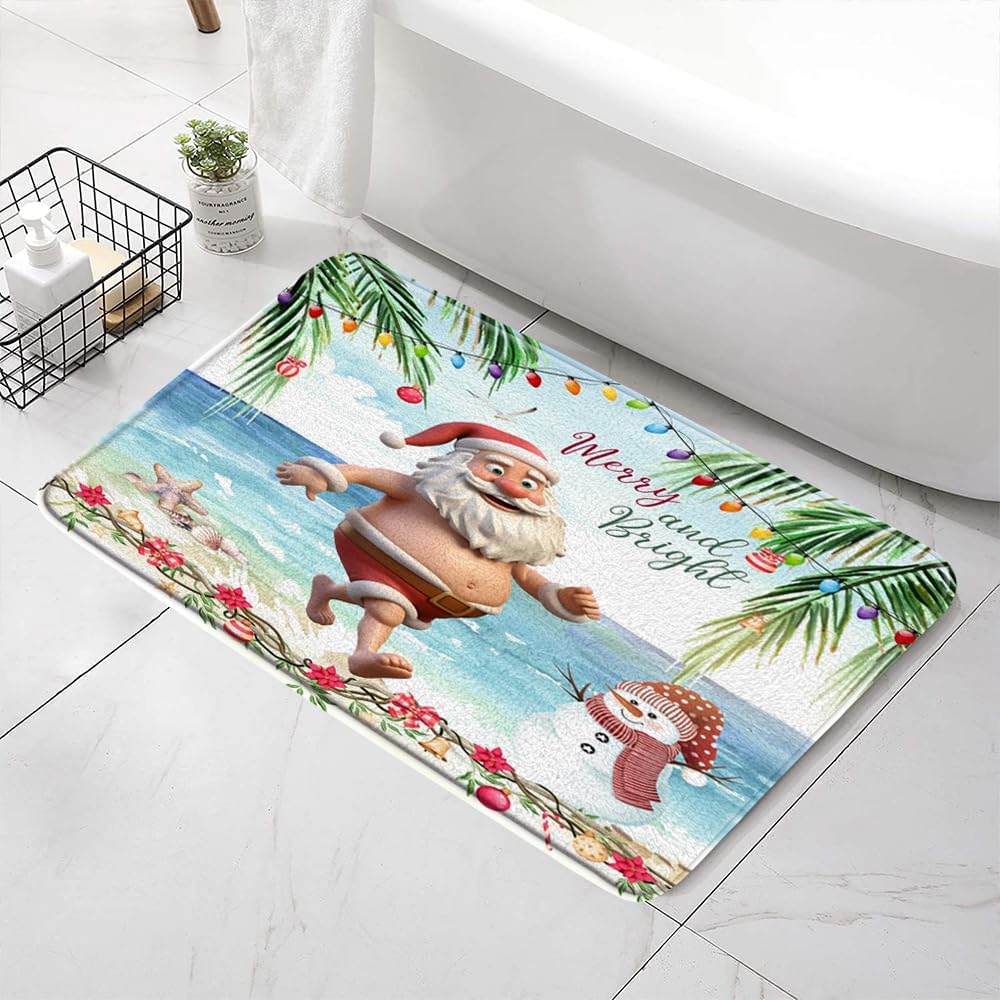 SATRTUD Summer Gnome Bath Mat - Funny Humor Scene Non-Slip Rug