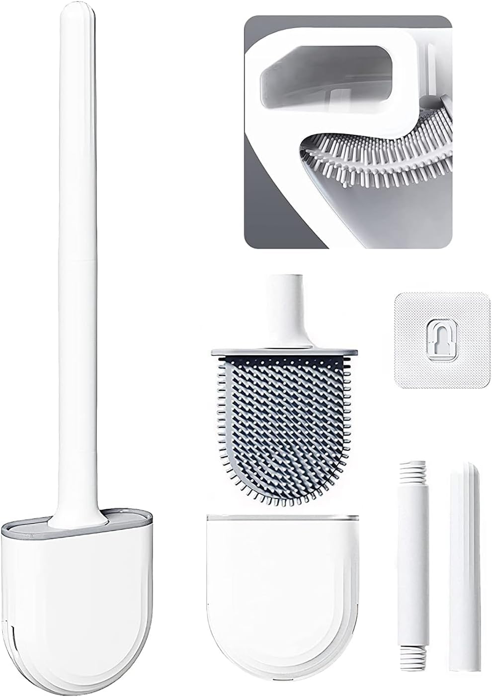 BBhouse Toilet Brush and Holder Set - Flexible Silicone Bristles
