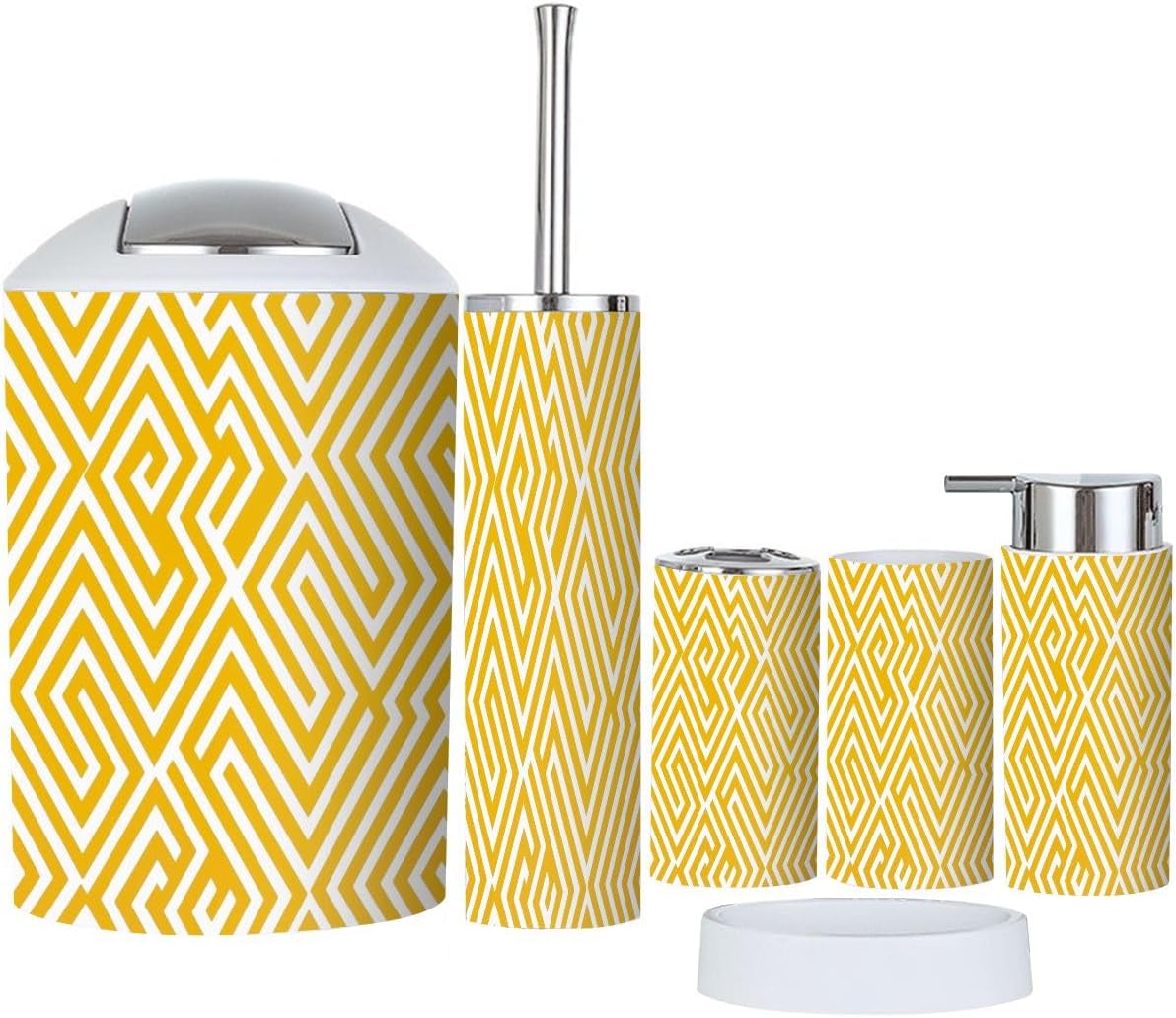 Boho Abstract Geometric Bathroom Accessory Set 6 Pieces