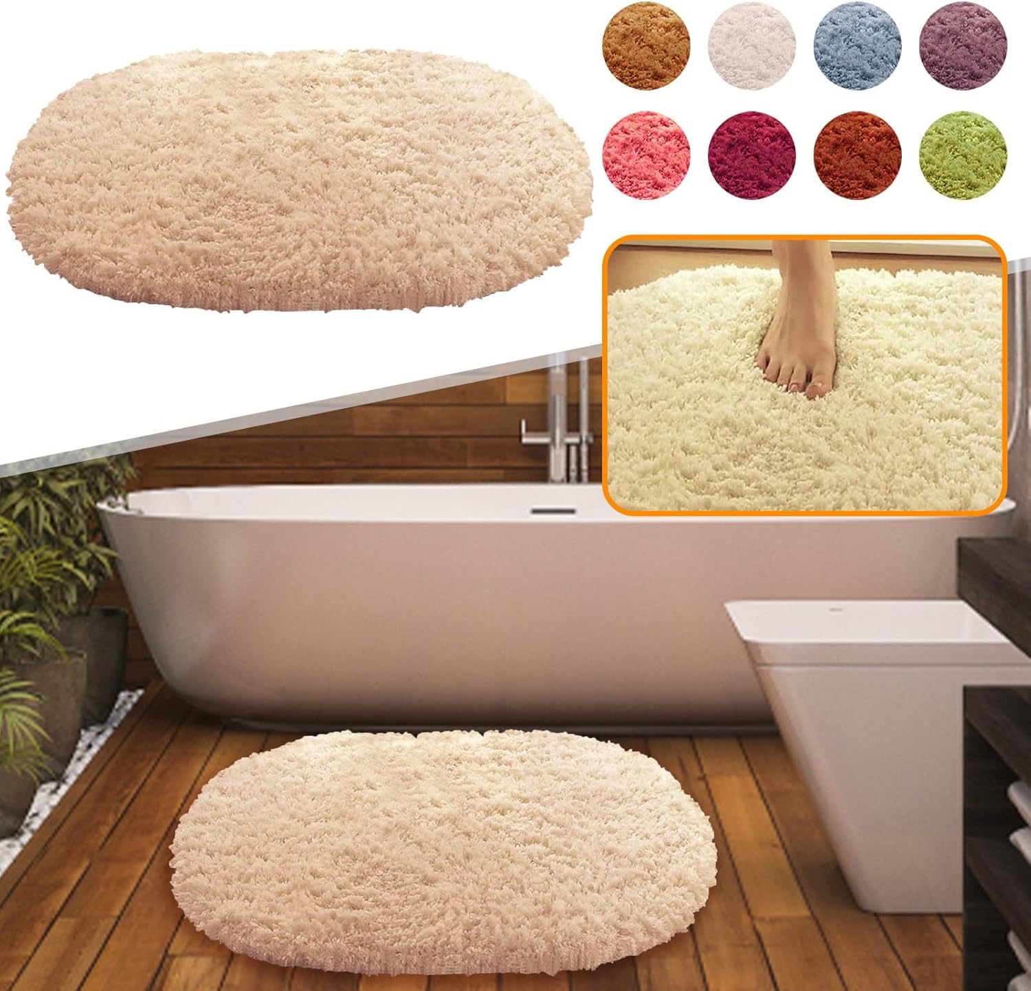 Luxury Bathroom Rug Mat 16x24 Non Slip Absorbent