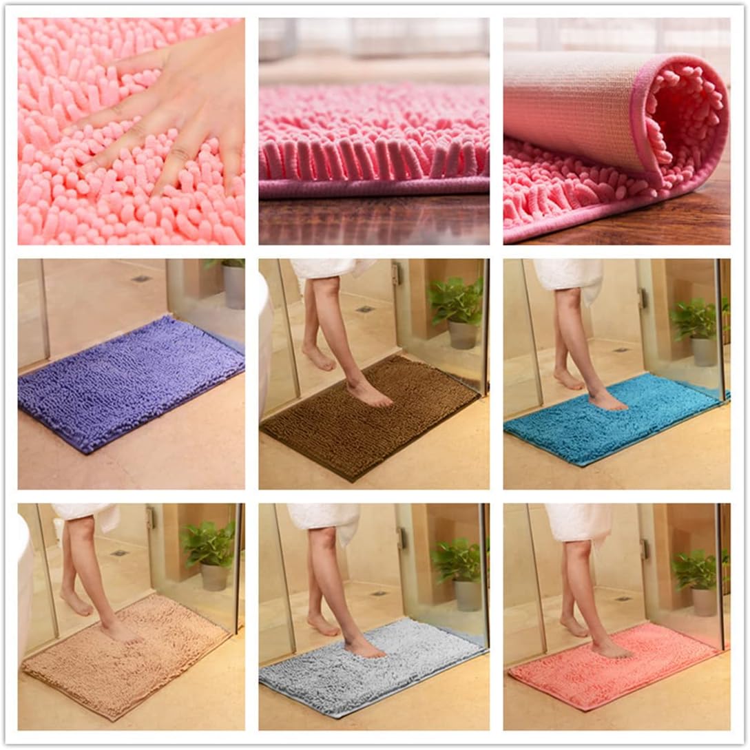 JAIJY Blue Rectangle Chenille Bath Rug 1