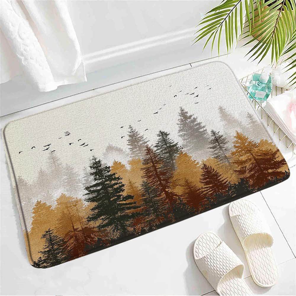 Fall Misty Forest Bath Mat 24x16 Inch