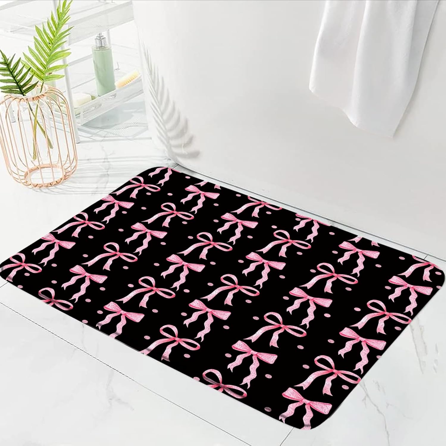 Cute Bow Bath Mat 16x24 Inch Modern Design