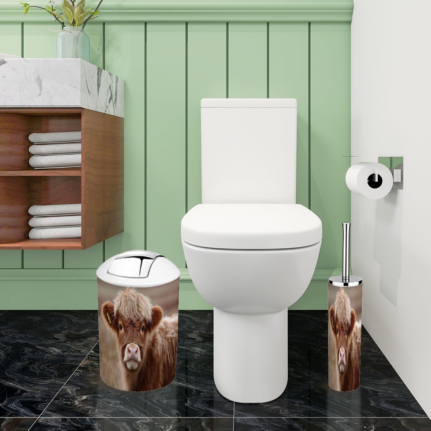 Boho Trash Can Set 6 Pieces Modern Bathroom Accessories