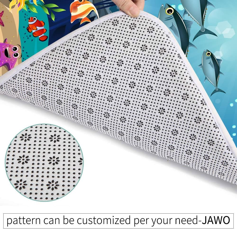 JAWO Ocean Fish Bath Rug for Kids 16x24 Inches