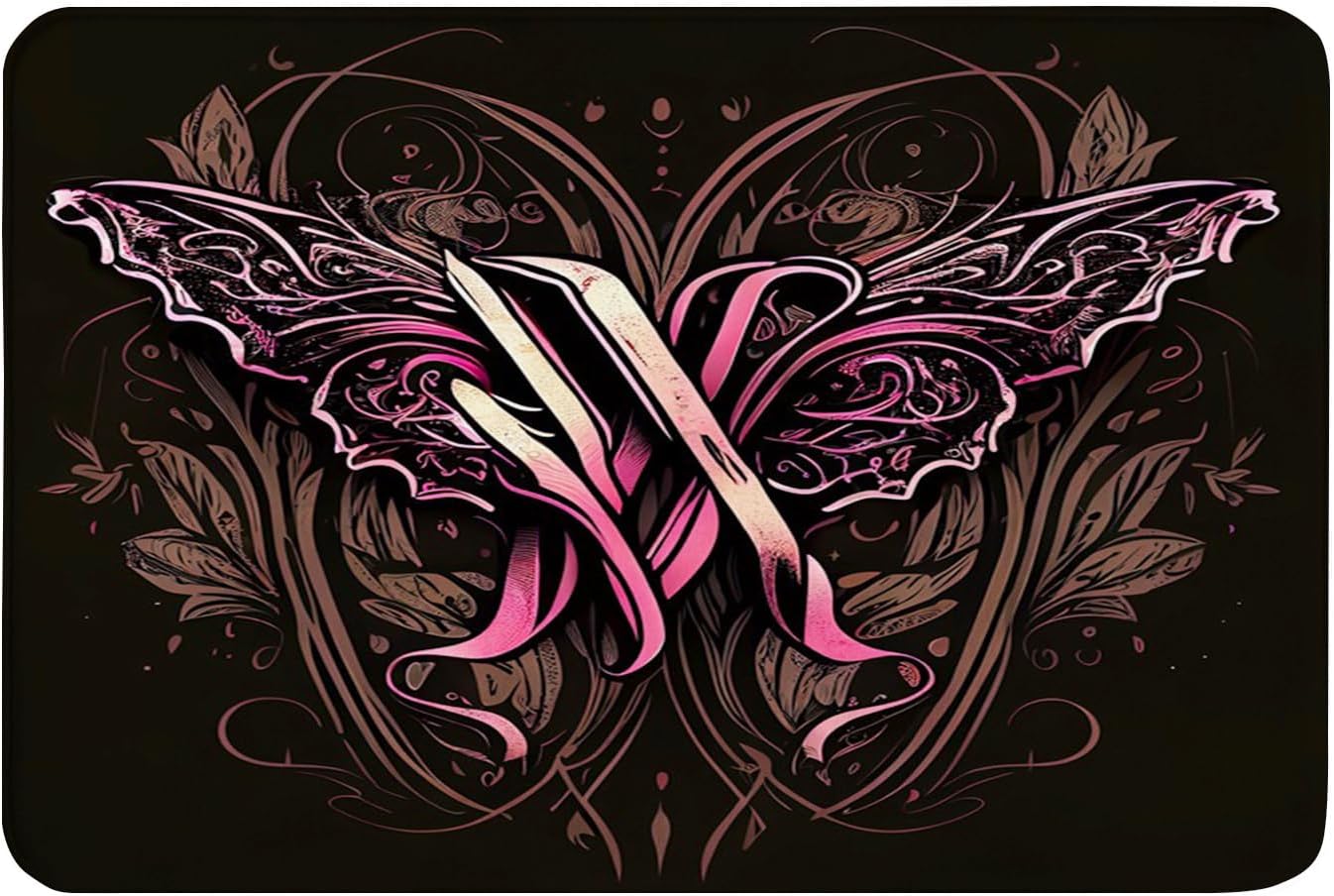 Yioniii Non-Slip Flannel Bath Mat 16x24in Butterfly Print