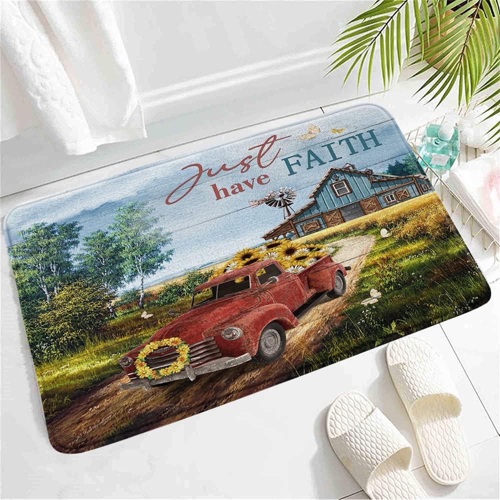 SATRTUD Farmhouse Rustic Car Bath Mat 24x16 Inch 1