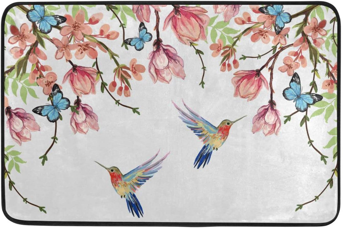 ALAZA Hummingbird Bath Mat 24x16 inch Non-Slip