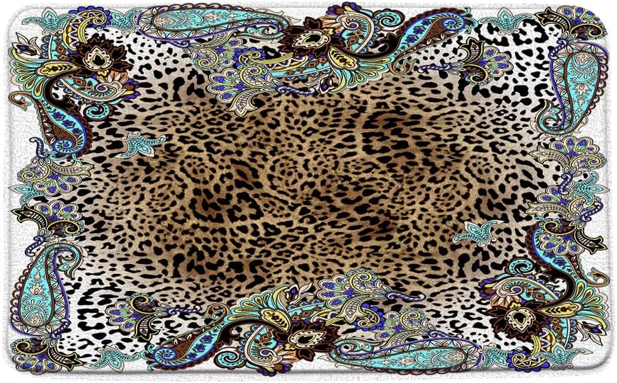 Sunhe Leopard Print Bath Mat Modern Boho Design