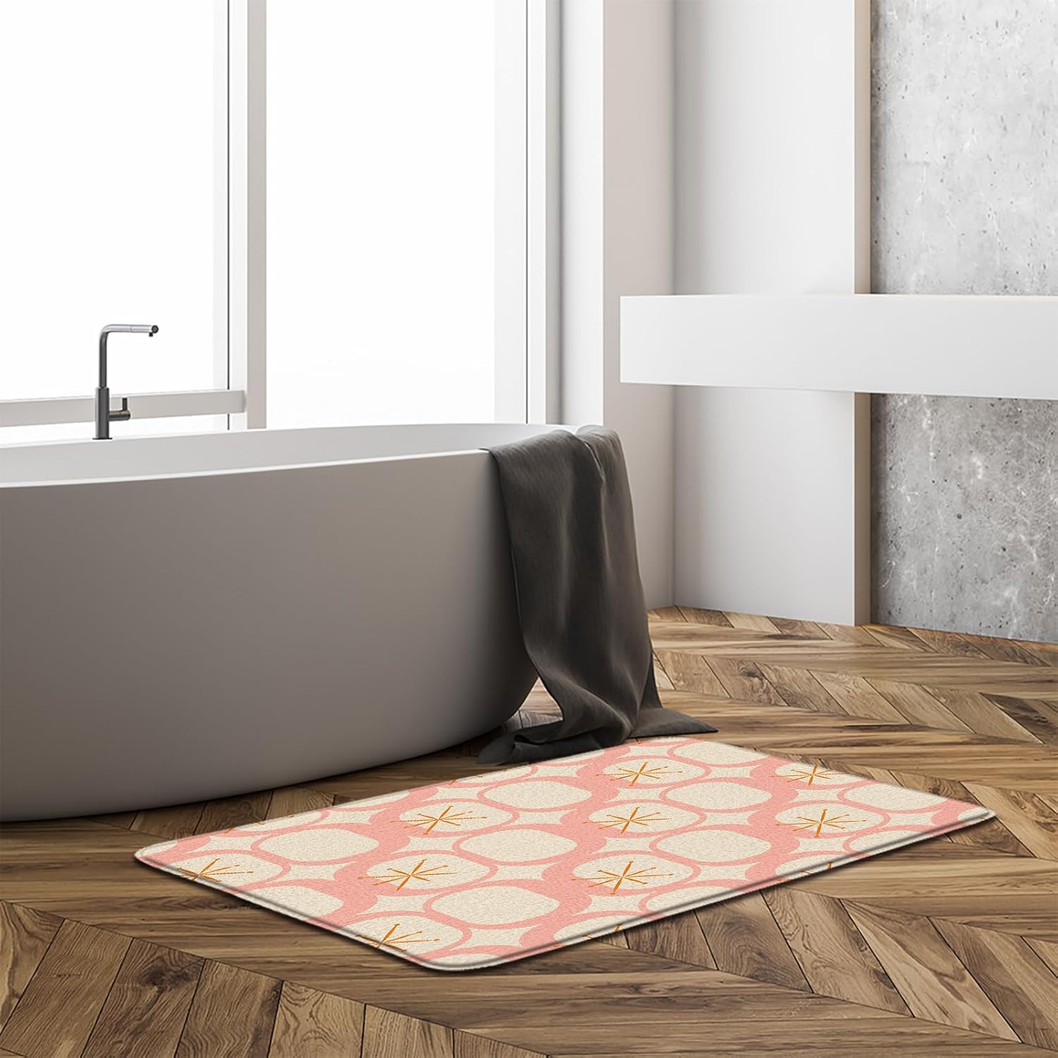 GCTNBJL Atomic Pink Geometric Bath Mat 16x24 Inch