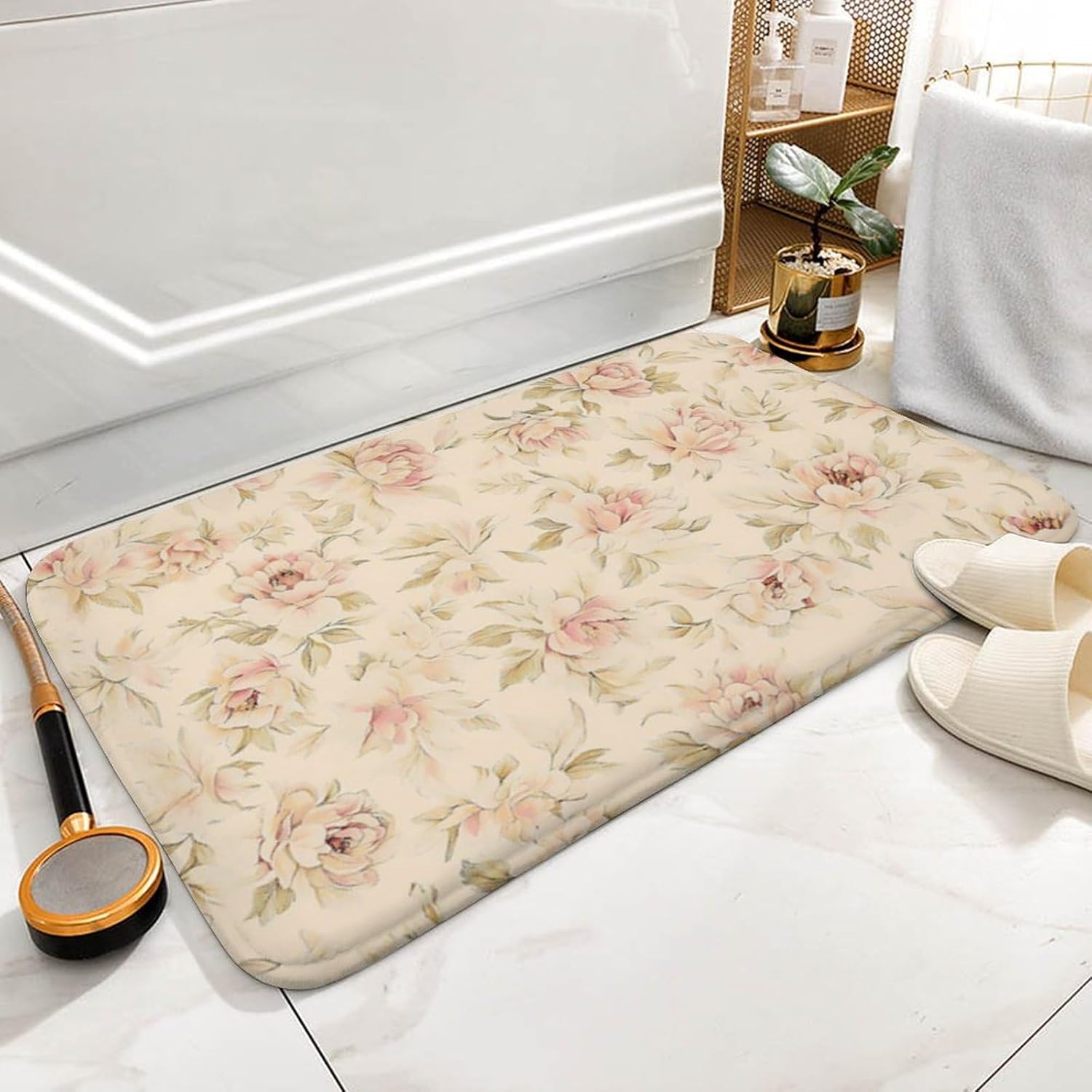 Absorbent Soft Flower Bath Mat 16x24