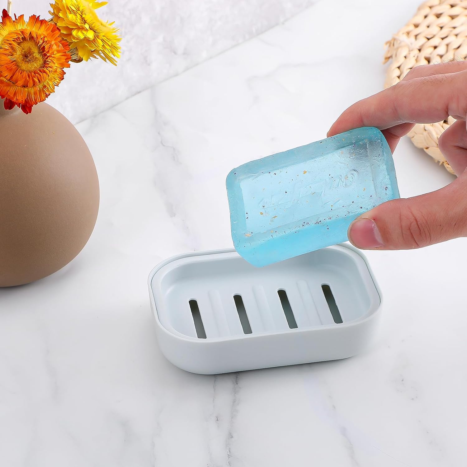 Ptwola 2 Pcs Double Layer Soap Holder for Bathroom Gym Travel