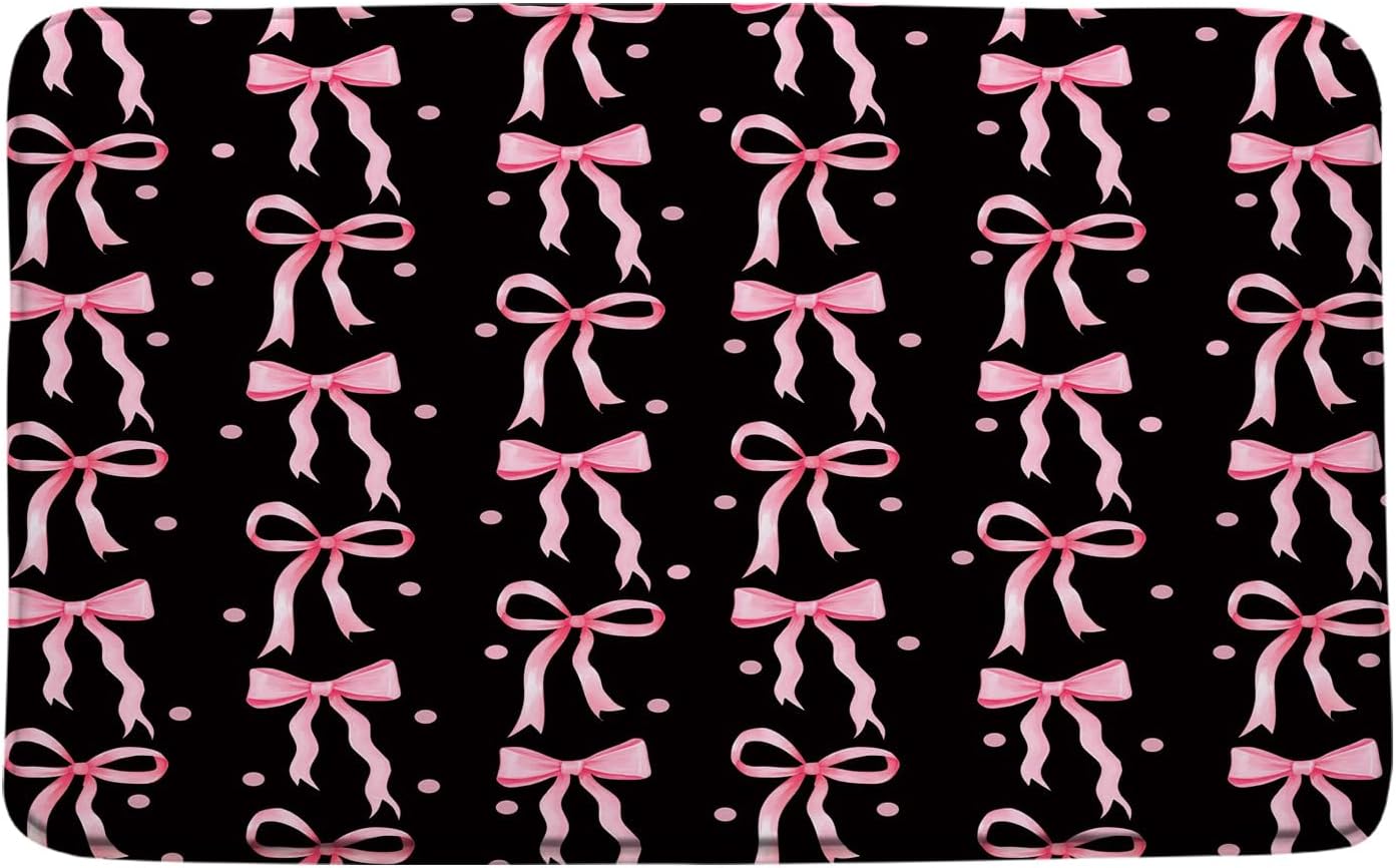 Cute Bow Bath Mat 16x24 Inch Modern Design