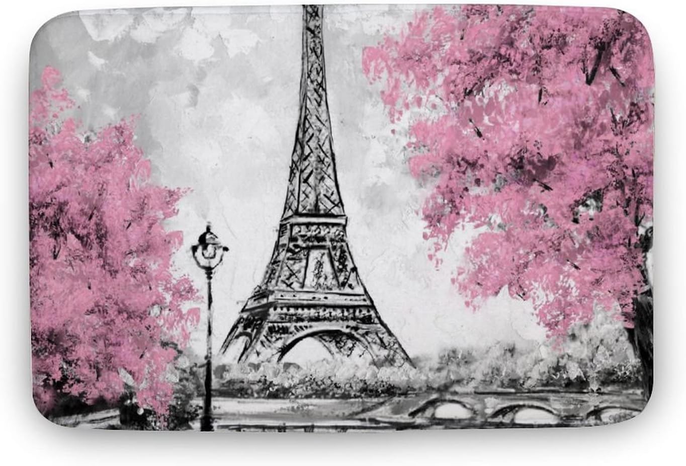 TICKPOT Paris Eiffel Tower Bath Rug 16x24 Inch Microfiber Non-Slip Plush Mat