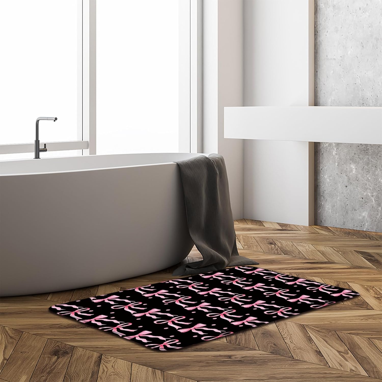 Cute Bow Bath Mat 16x24 Inch Modern Design