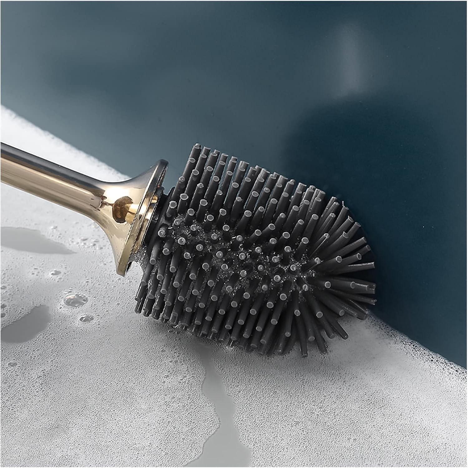 LUCBEI Toilet Brush with Holder Black Long Handle